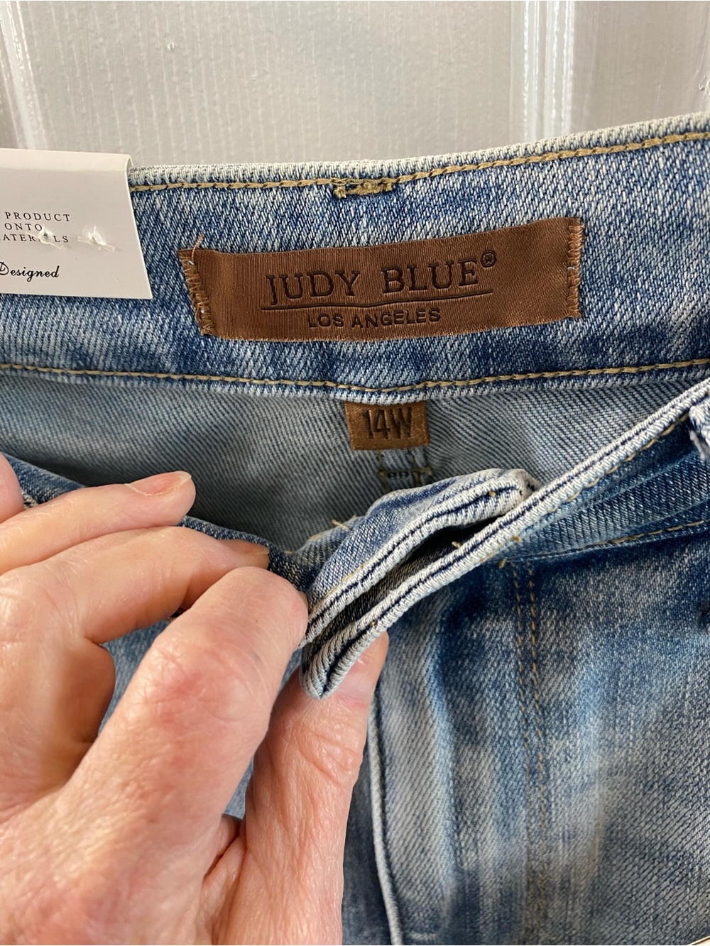 14W Judy Blue Hi Waist Side Panel Barrel Leg Jeans, NWT - Picture 6 of 7